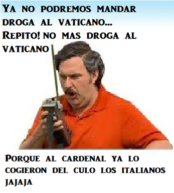 Este meme lo invente cuando a un cardenal de la Iglesia Catolica lo encontro la policia Italiana en su apartamento en el baticano en una orgia gay y tambien dicen que estaba drogado.